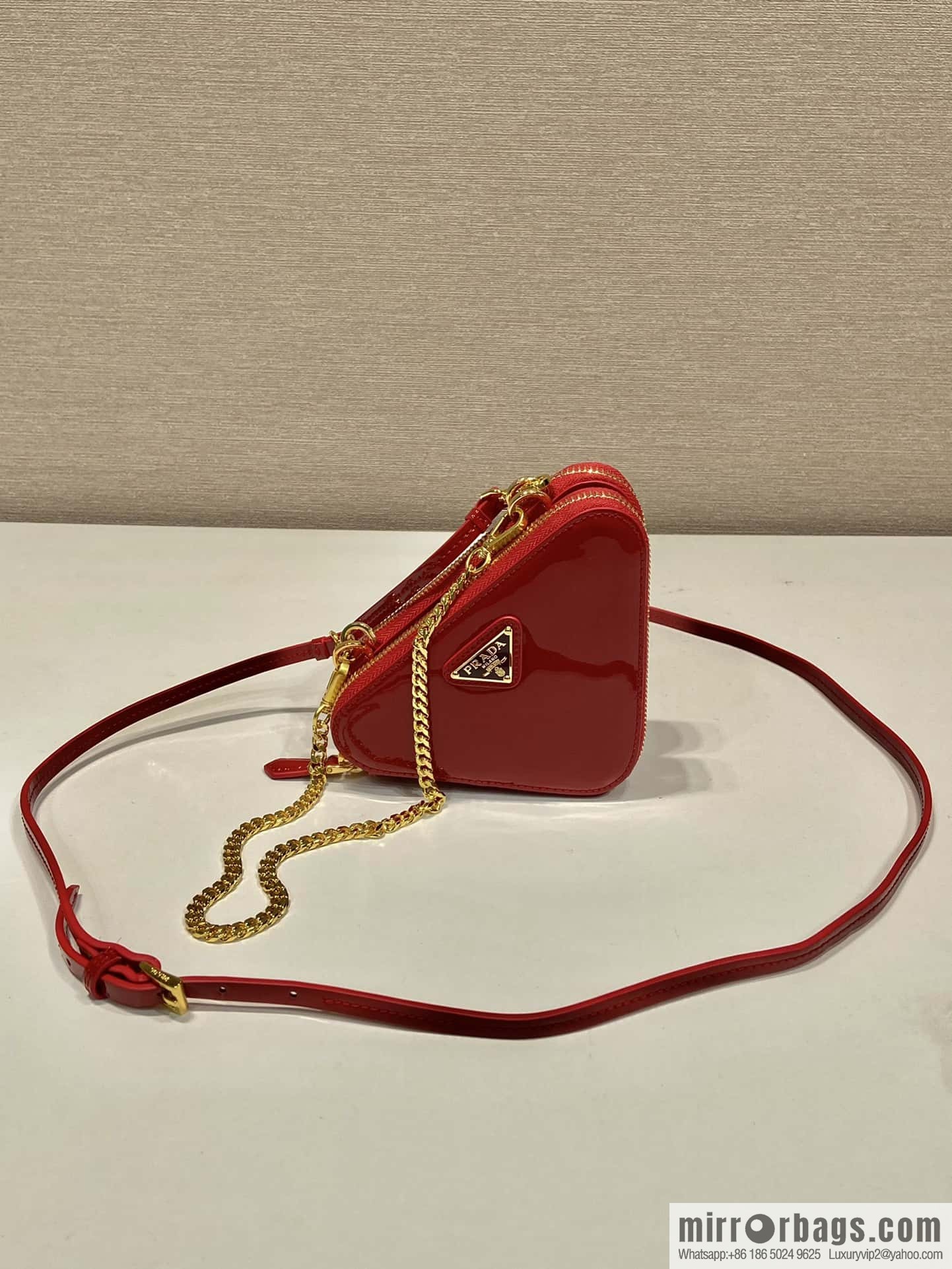 PRADA Gemini patent leather triangle bag ๐ 1NR015 New ๐ patent leather