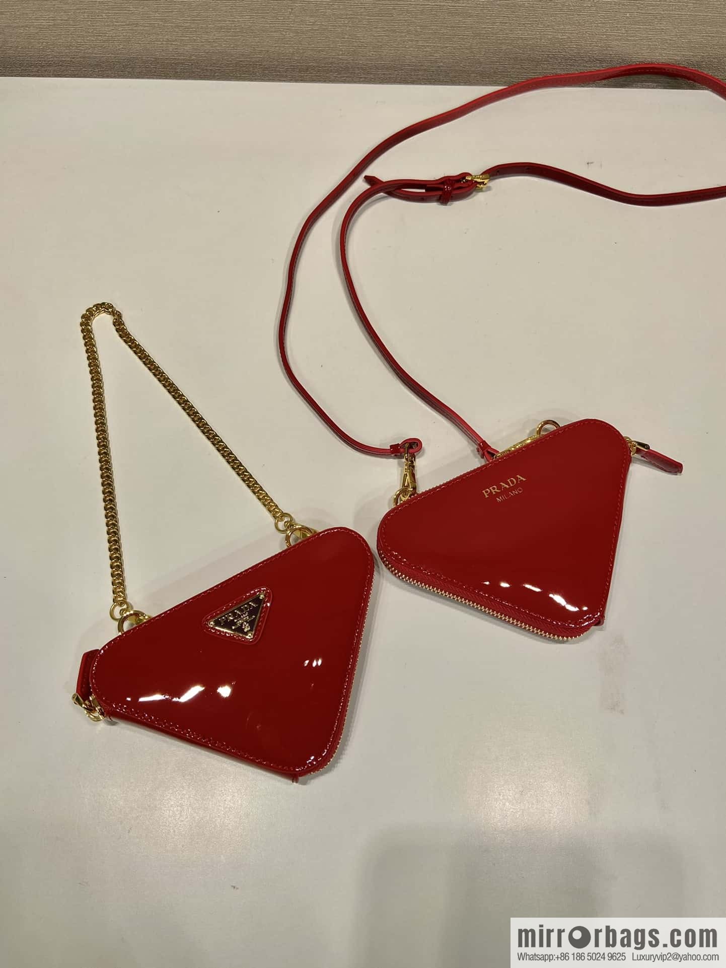 PRADA Gemini patent leather triangle bag ๐ 1NR015 New ๐ patent leather