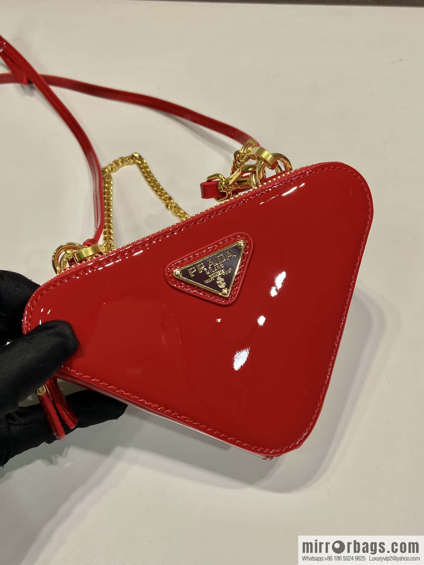 PRADA Gemini patent leather triangle bag ๐ 1NR015 New ๐ patent leather