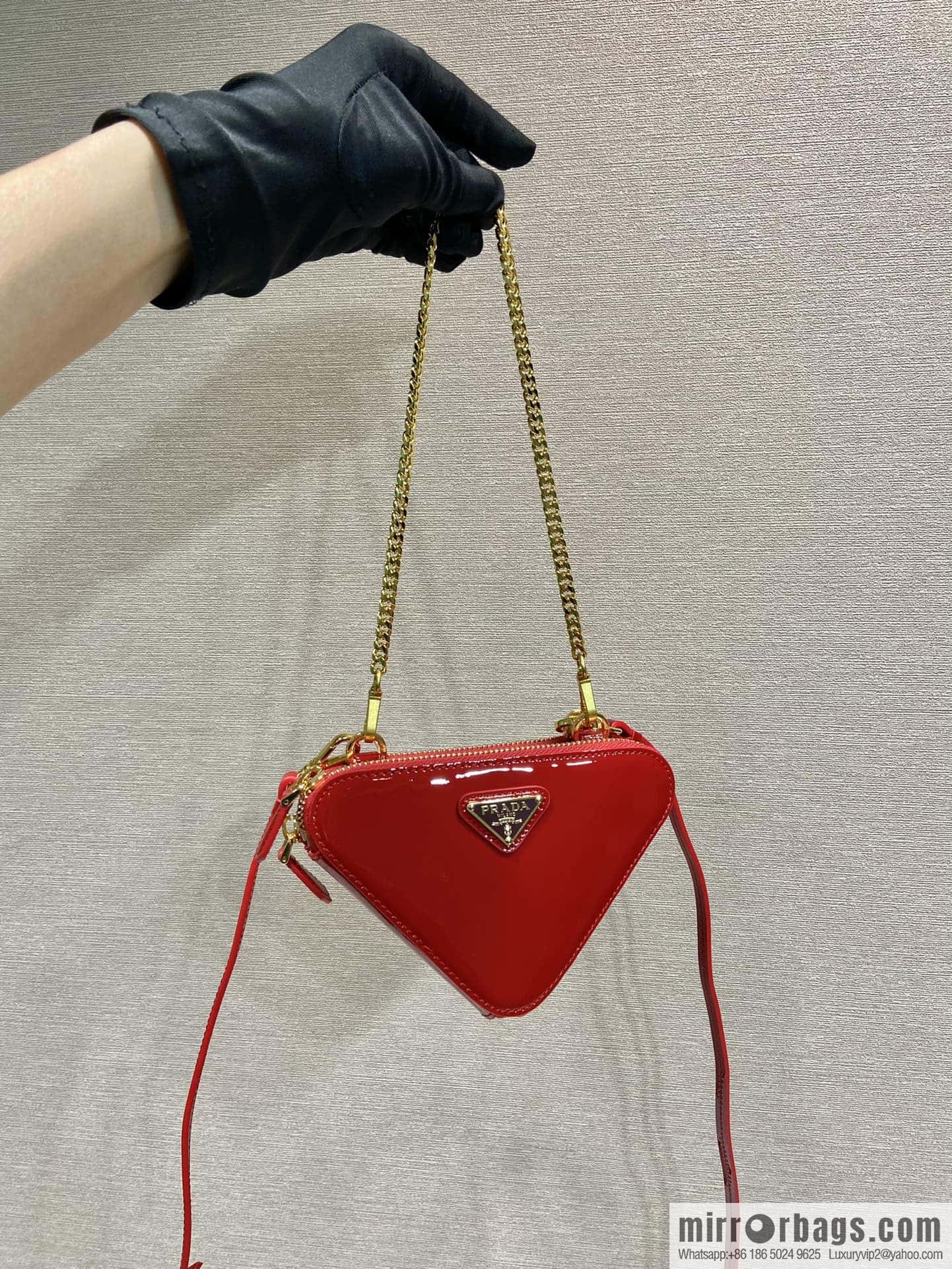 PRADA Gemini patent leather triangle bag ๐ 1NR015 New ๐ patent leather