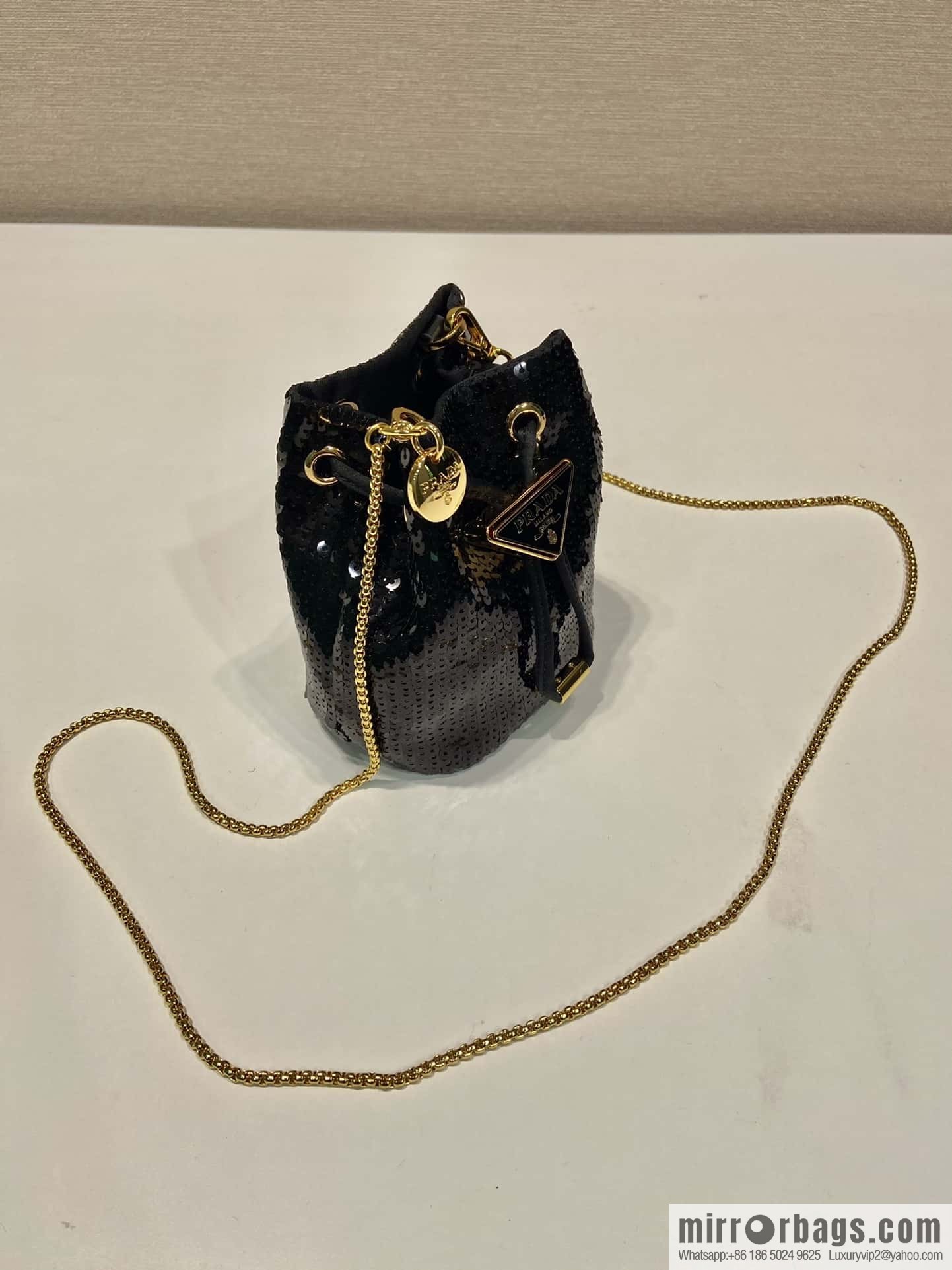 PRADA sequined small bucket 🎉 1NR016 handmade sequins