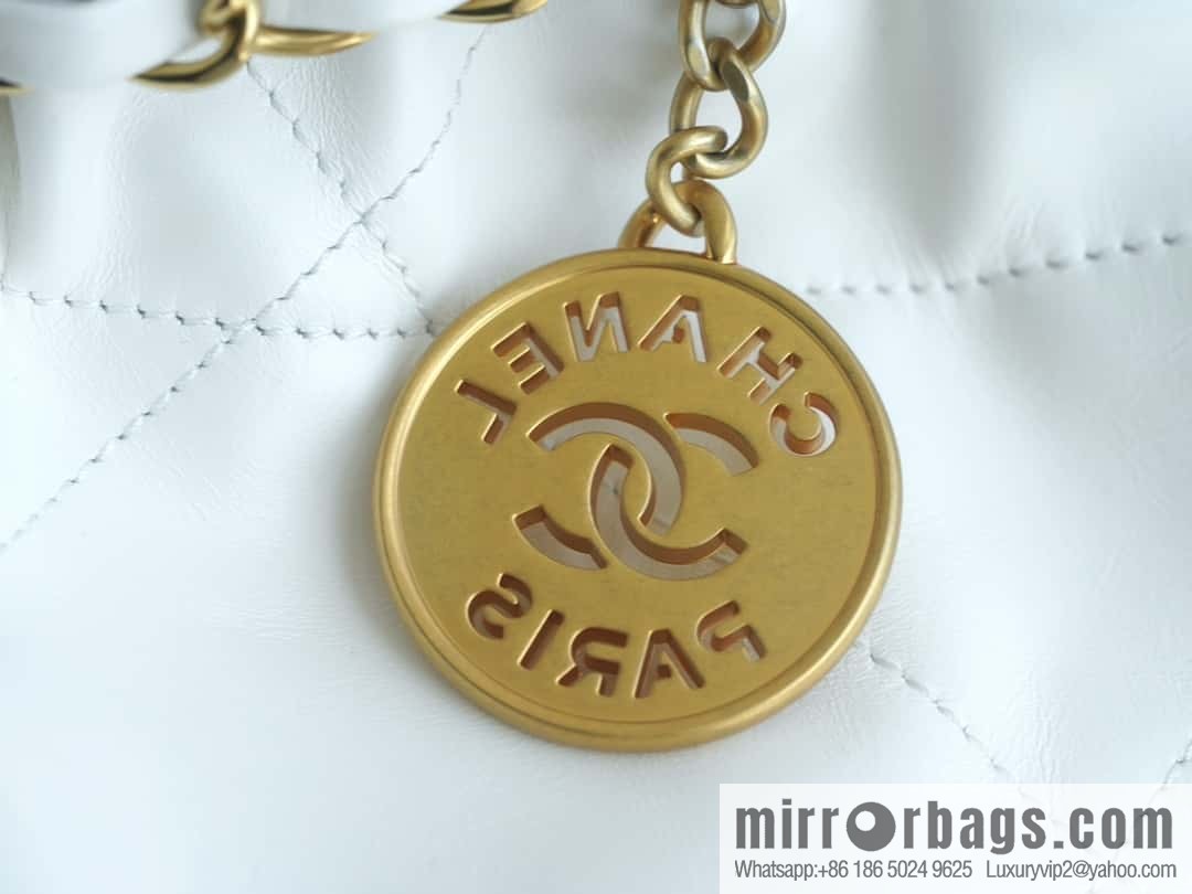 CHANEL 24C Horizontal 22 Handbag AS4486 White Gold Buckle