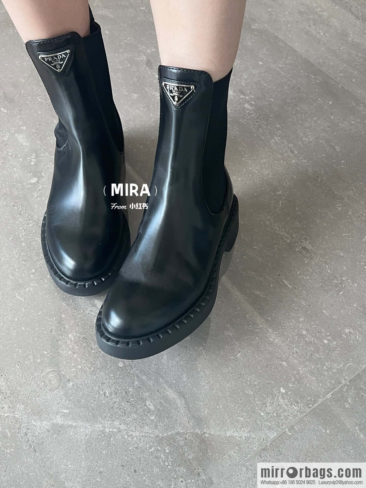 PRADA Triangle Chelsea, pipe boots