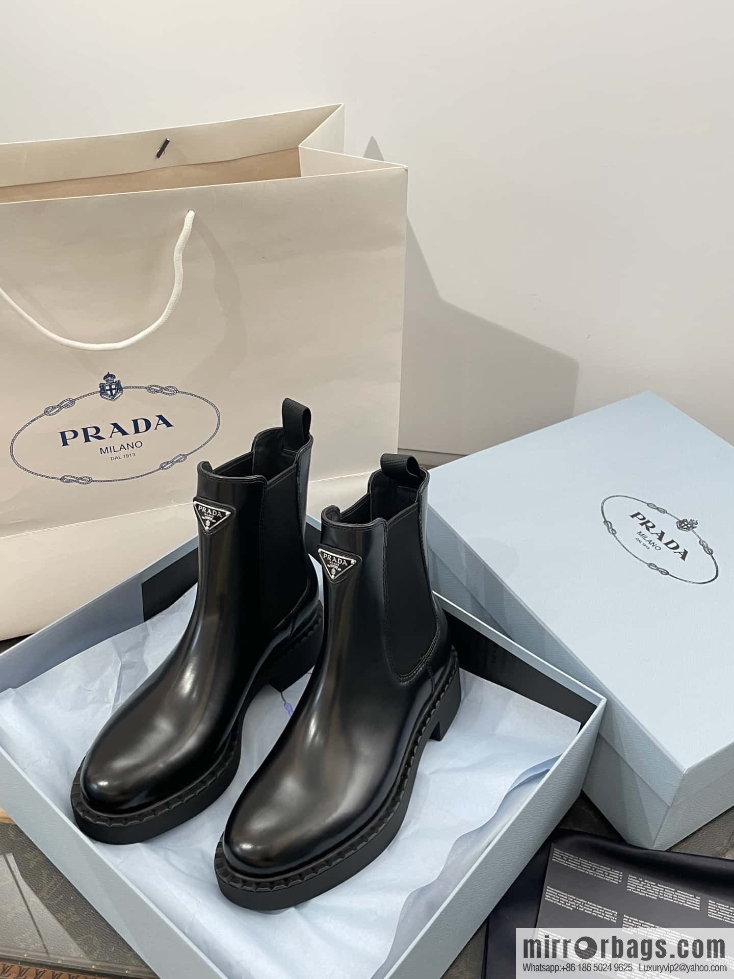 PRADA Triangle Chelsea, pipe boots