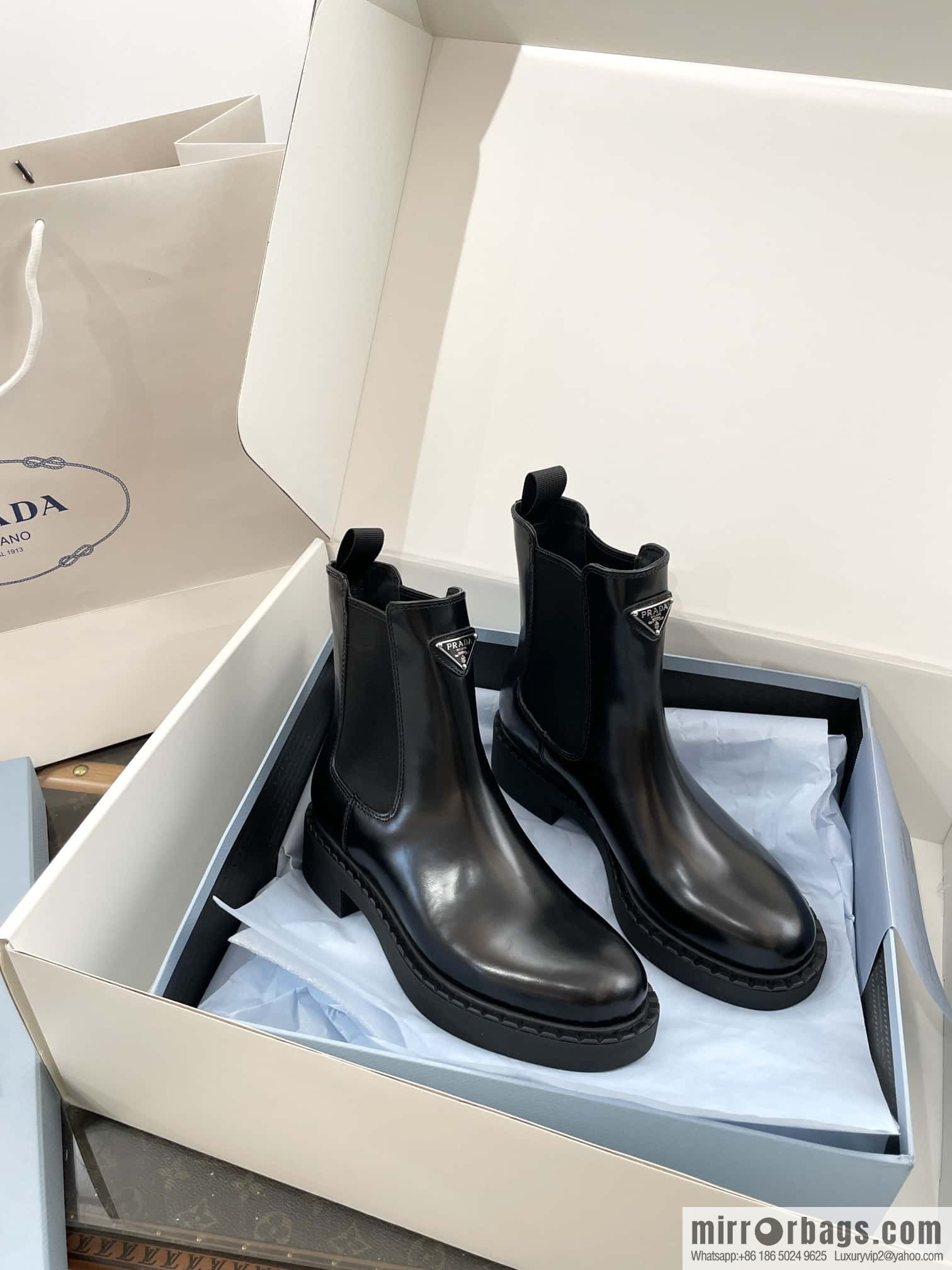 PRADA Triangle Chelsea, pipe boots