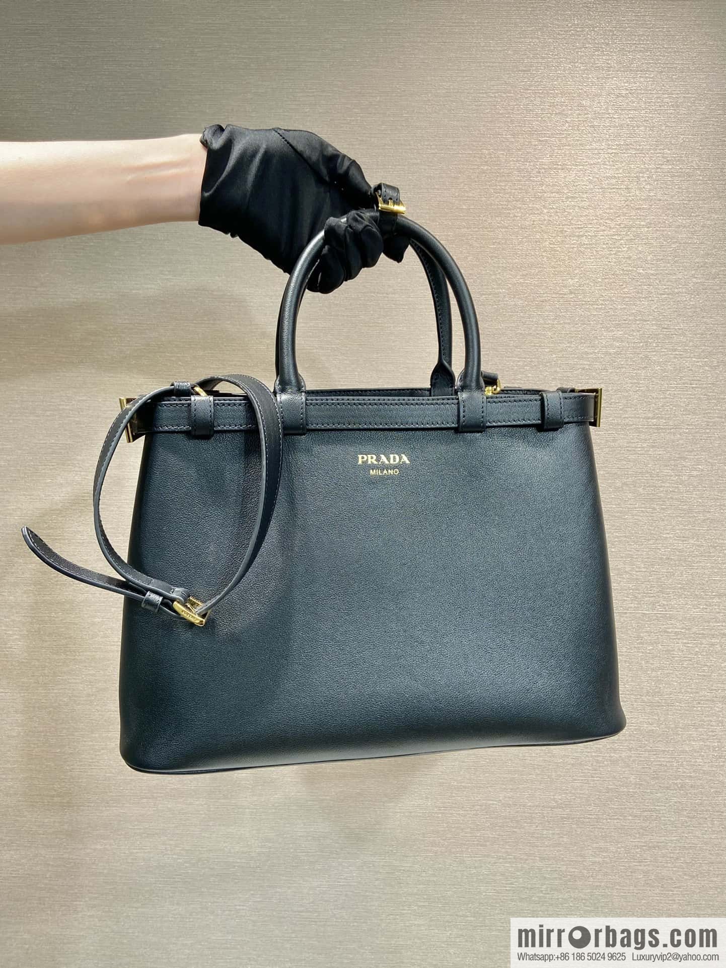 PRADA imported calfskin tote bag 1BA417 large