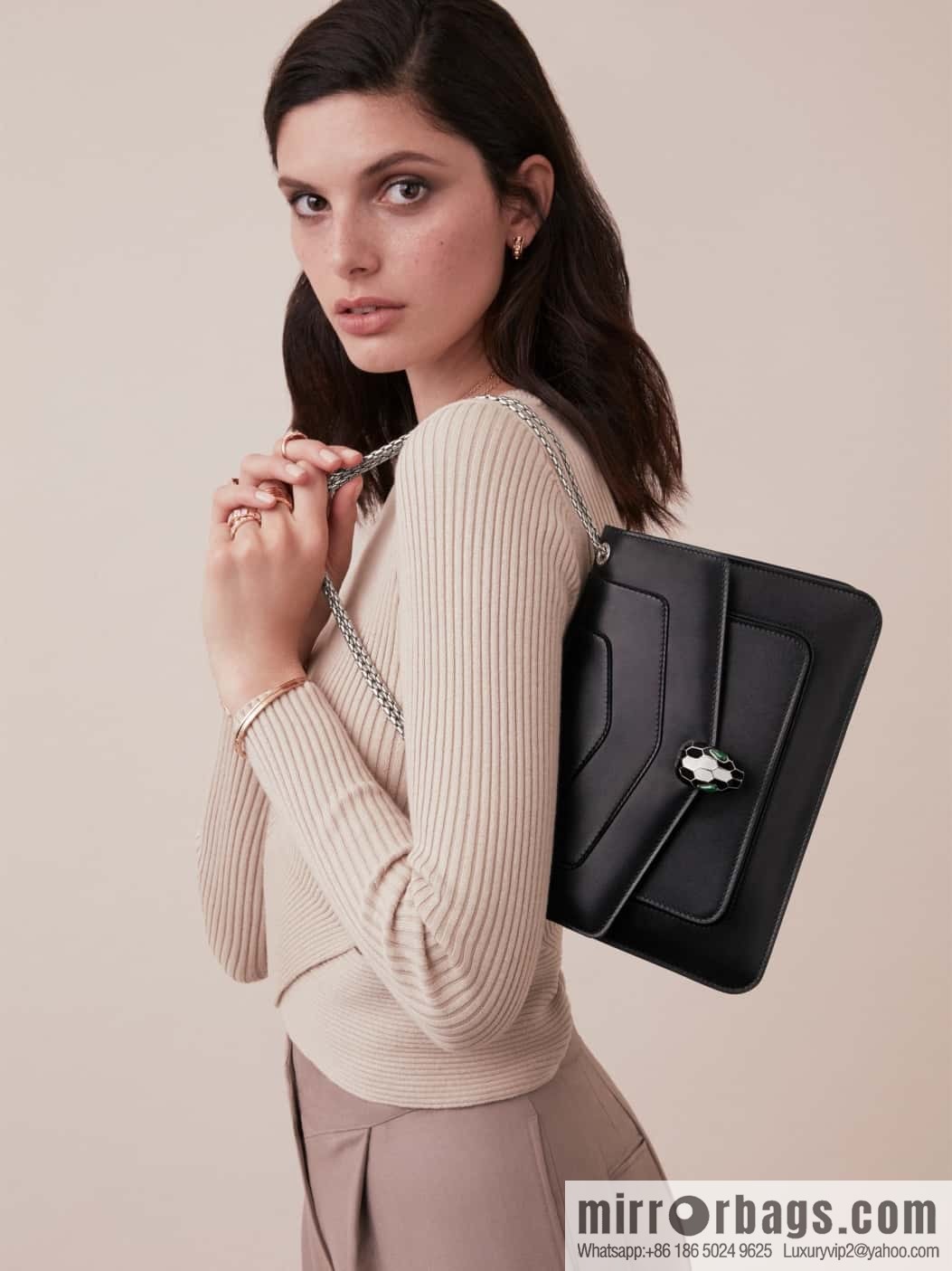BVLGARI Bulgari crossbody bag 290323 charm black 25CM