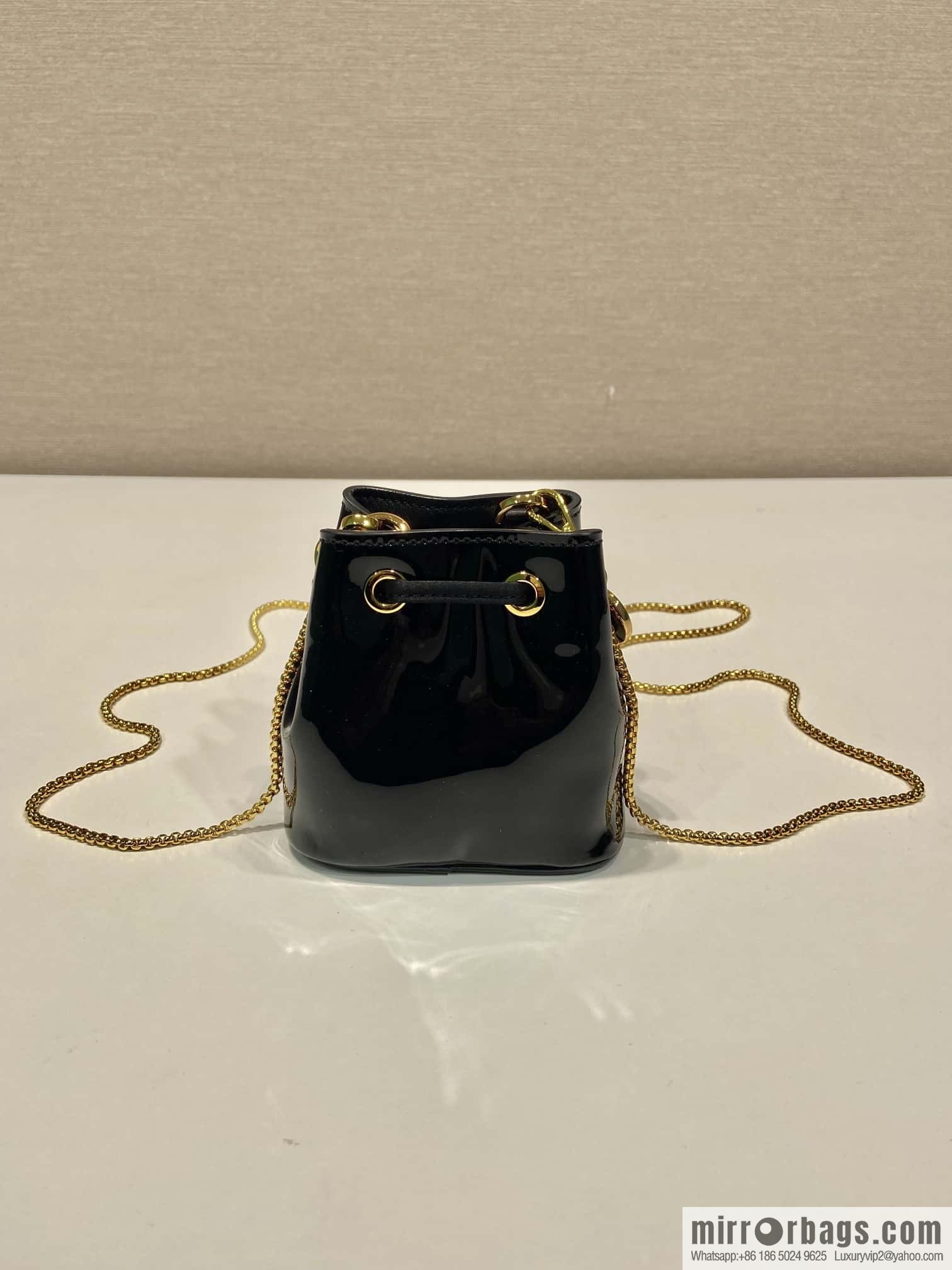 PRADA patent leather bucket ๐ 1NR016 black