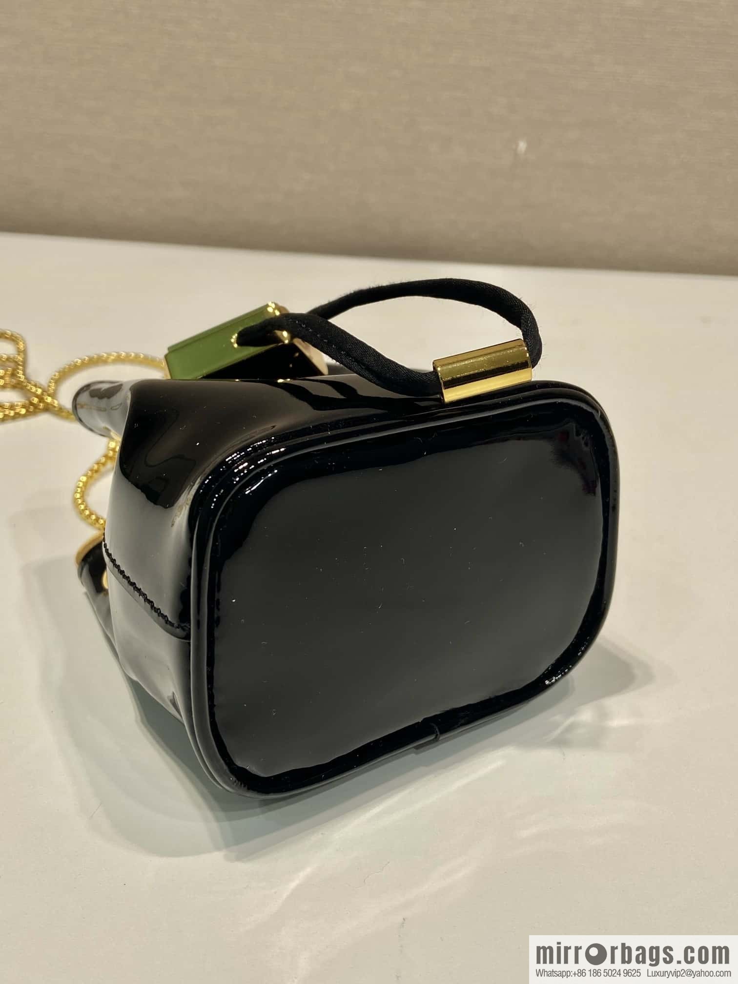 PRADA patent leather bucket ๐ 1NR016 black