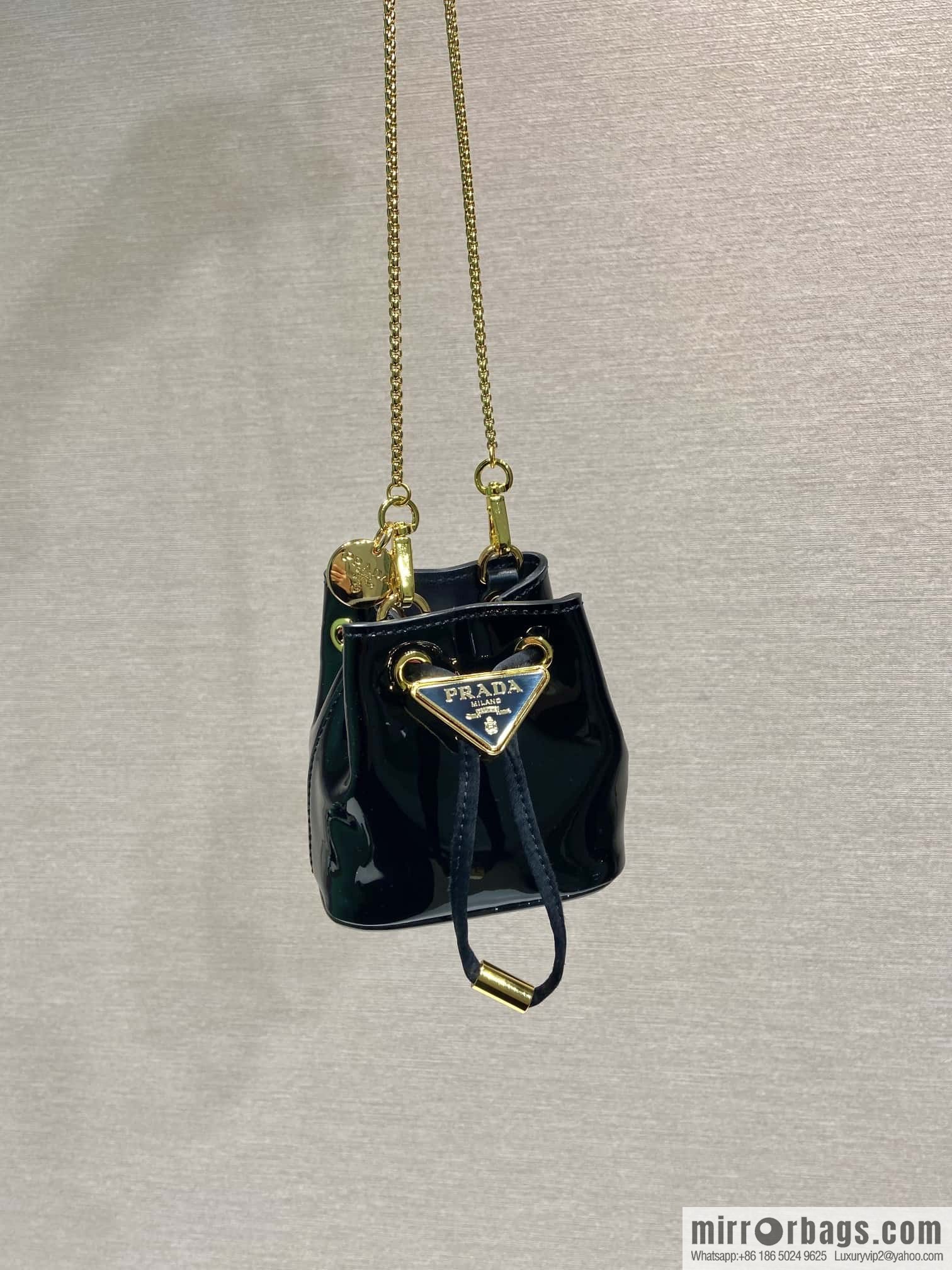 PRADA patent leather bucket ๐ 1NR016 black