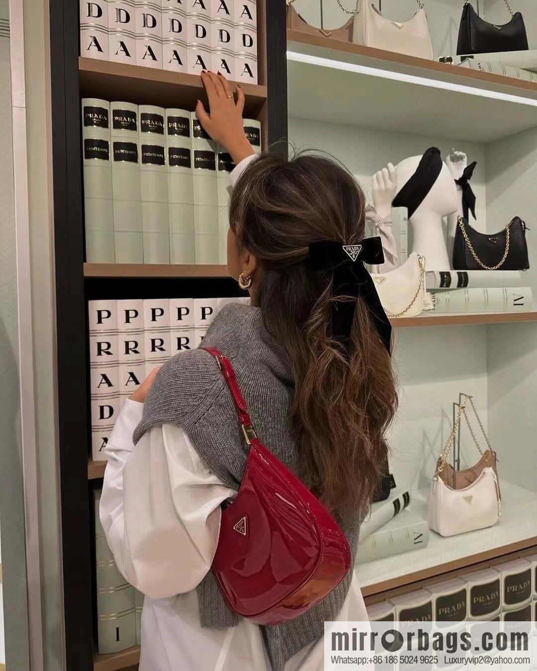 PRADA patent leather armpit bag ๐๐ 1BC169 big red