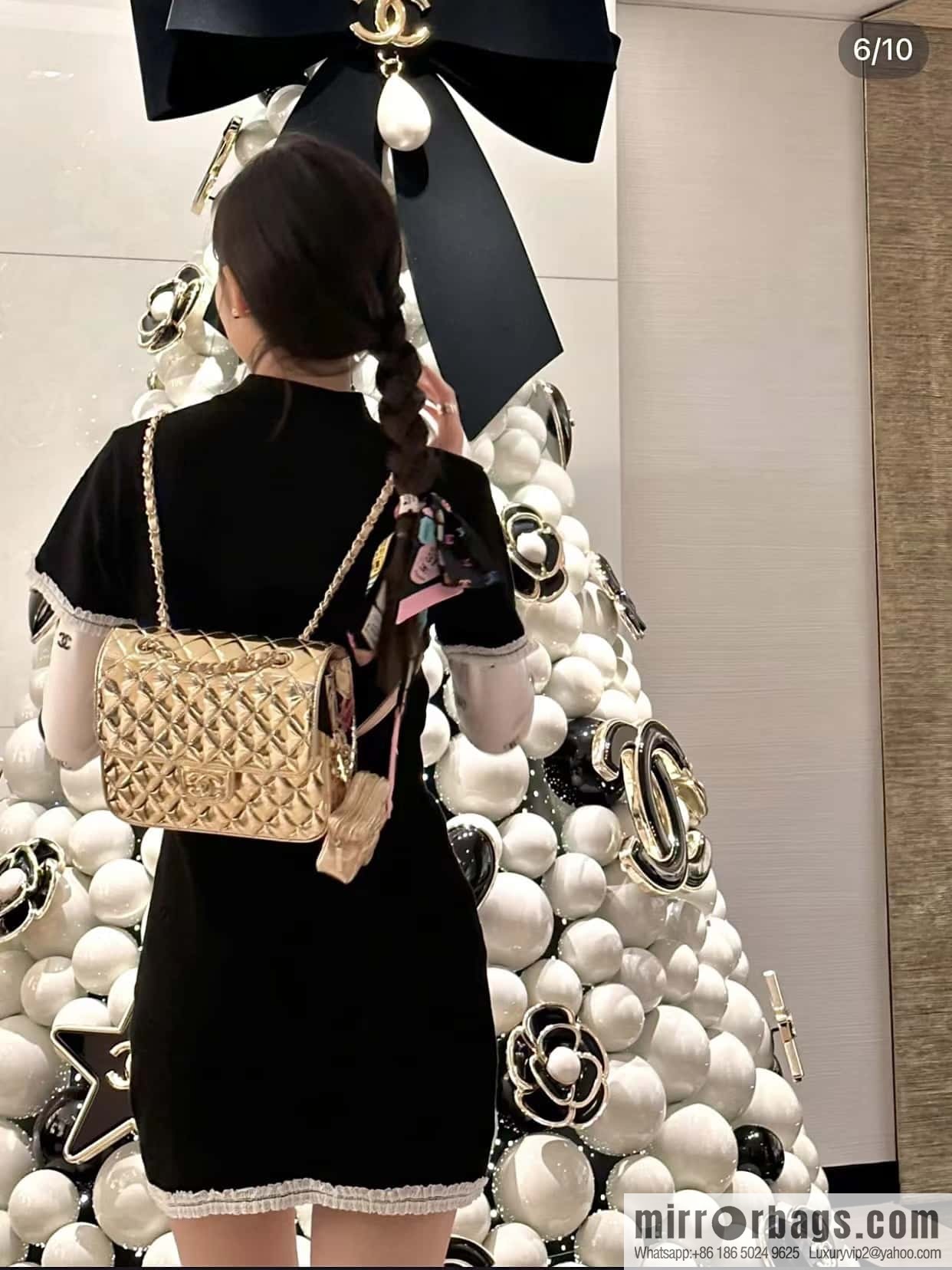 CHANEL 24C early spring vacation series catwalk model patent leather double backpack AS4649 gold