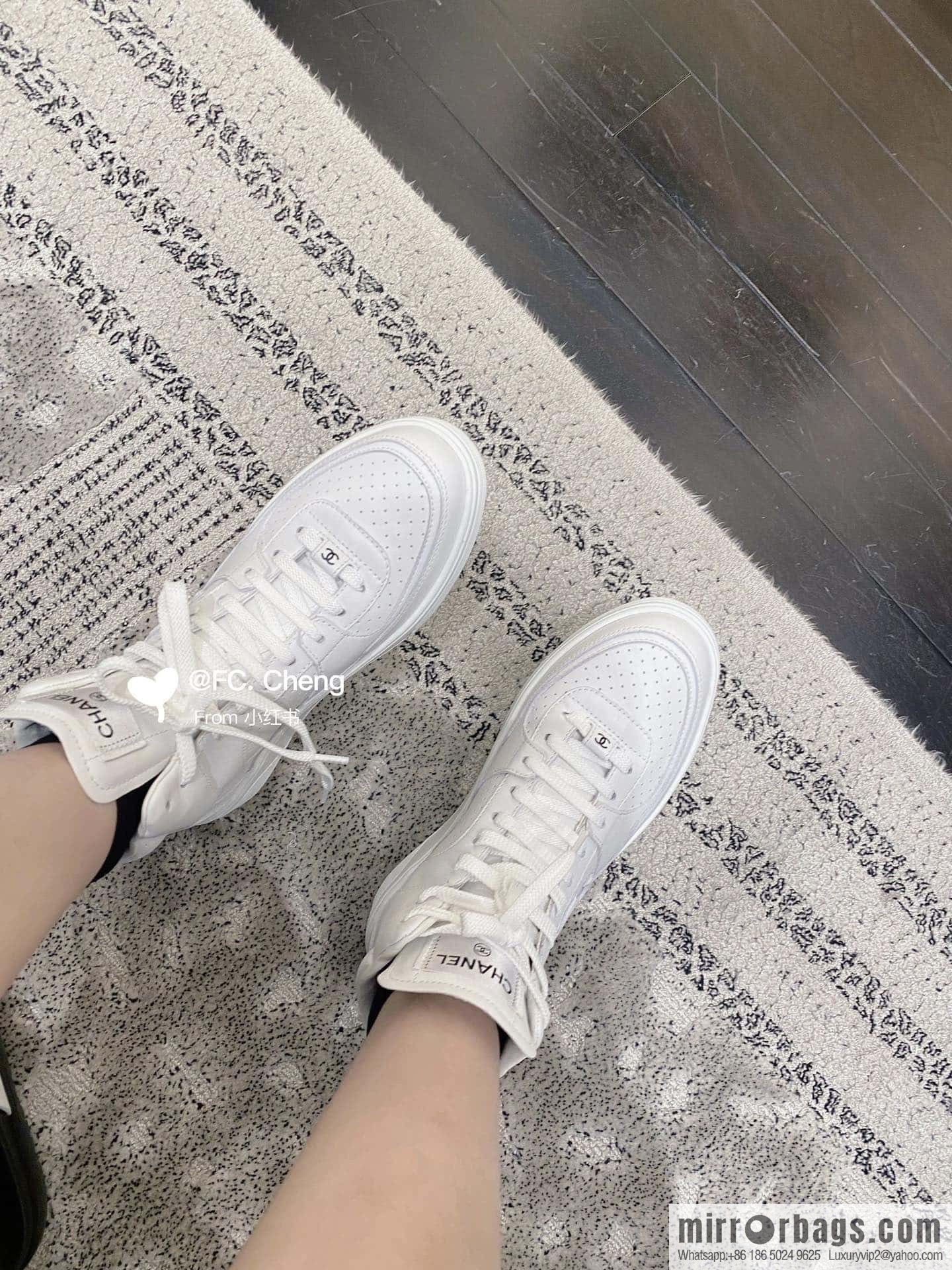 CHANEL Xiaoxiang Air Force One high-top sports white shoes/skateboard shoes