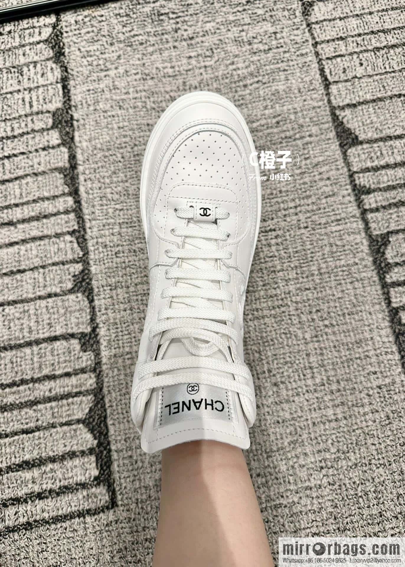 CHANEL Xiaoxiang Air Force One high-top sports white shoes/skateboard shoes