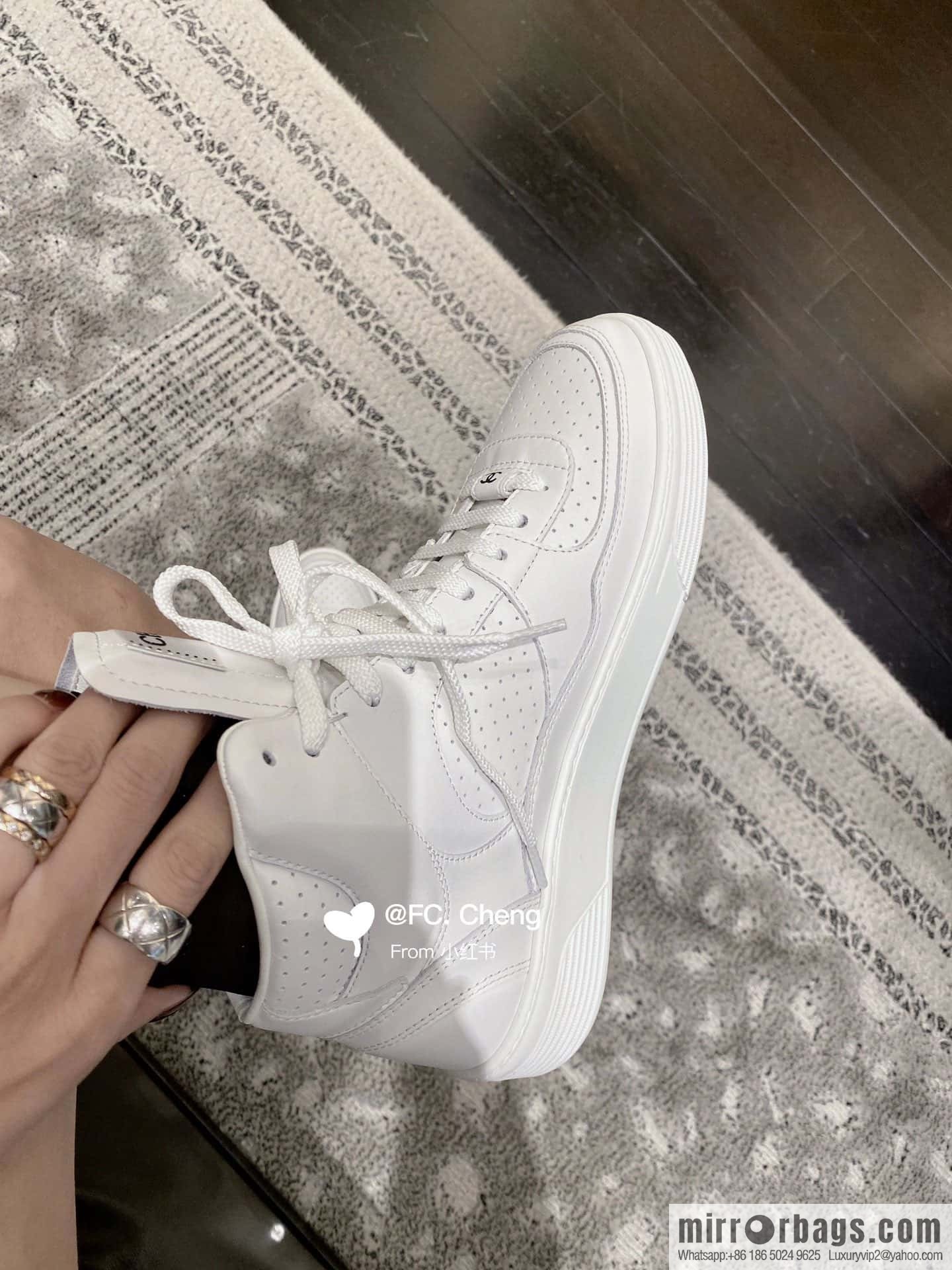CHANEL Xiaoxiang Air Force One high-top sports white shoes/skateboard shoes