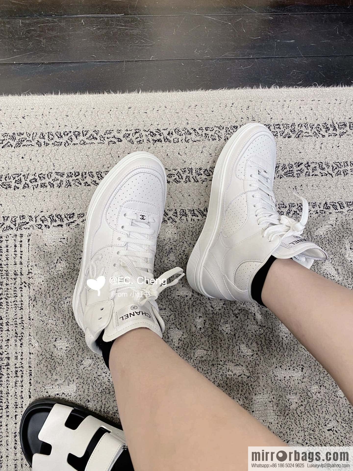CHANEL Xiaoxiang Air Force One high-top sports white shoes/skateboard shoes