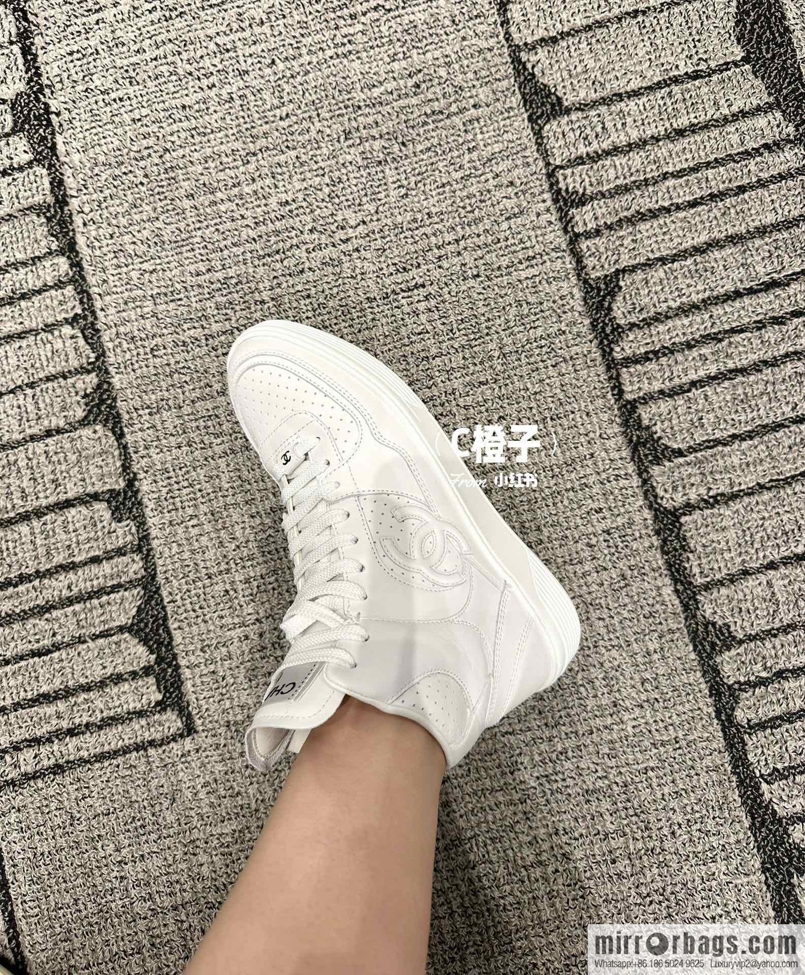 CHANEL Xiaoxiang Air Force One high-top sports white shoes/skateboard shoes