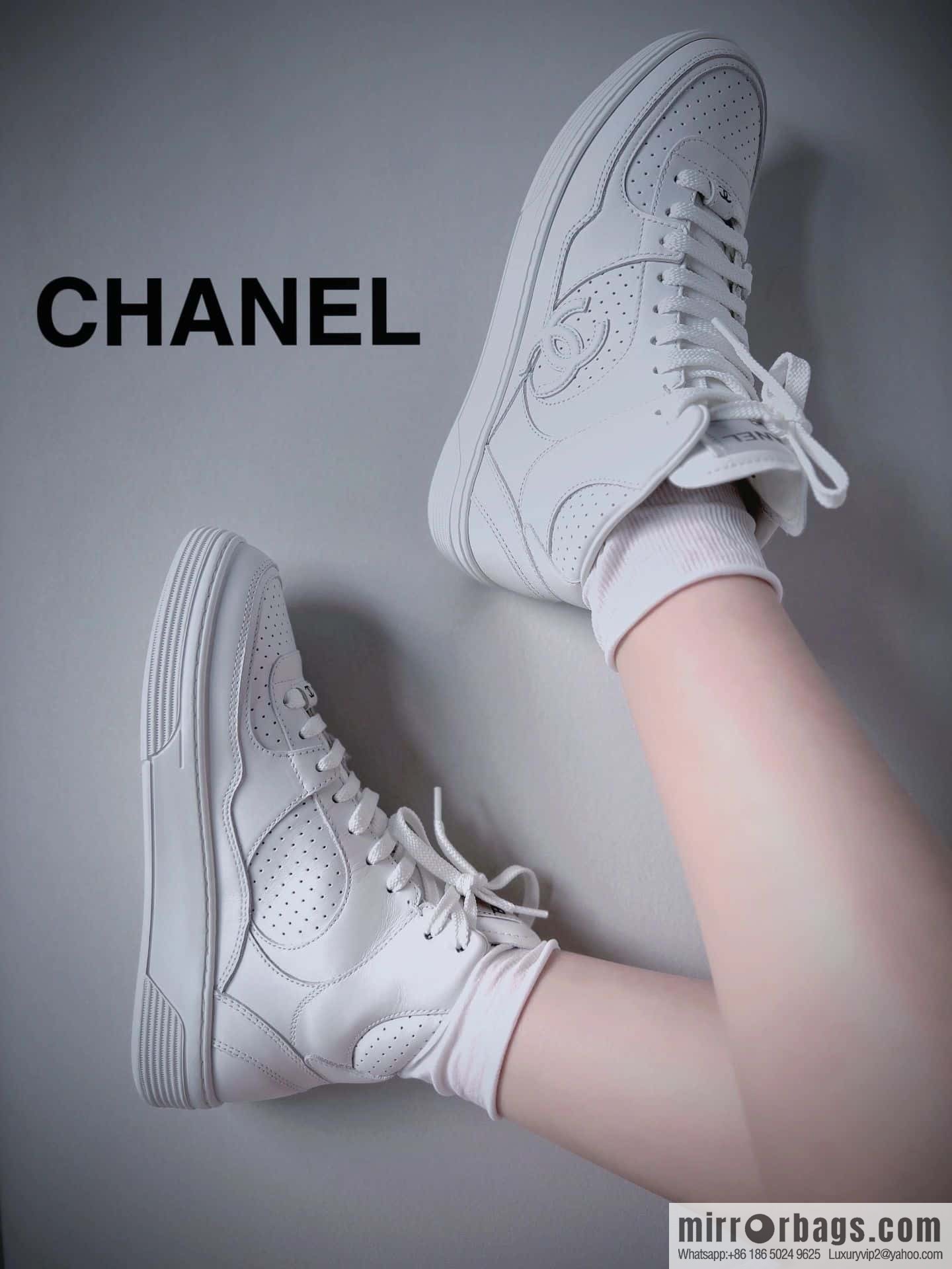 CHANEL Xiaoxiang Air Force One high-top sports white shoes/skateboard shoes