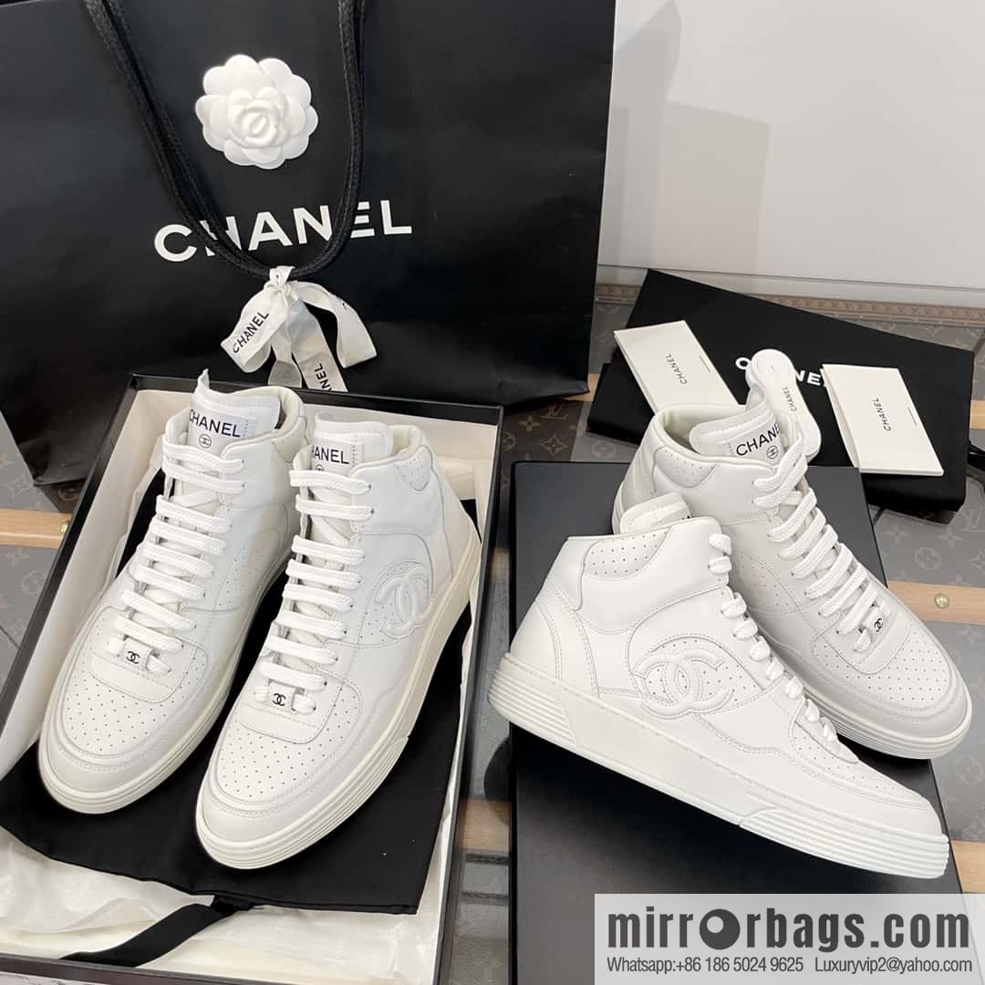 CHANEL Xiaoxiang Air Force One high-top sports white shoes/skateboard shoes