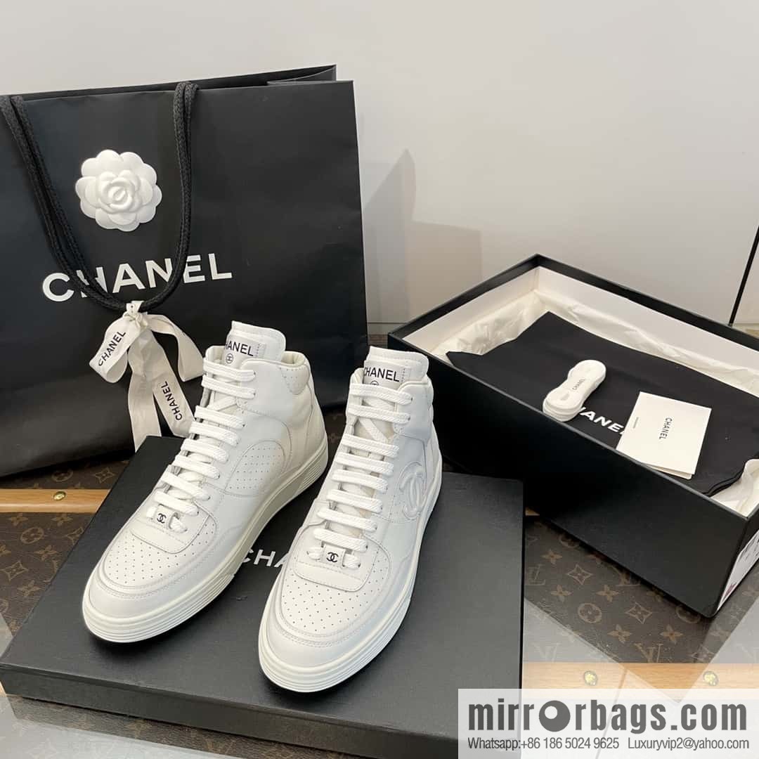 CHANEL Xiaoxiang Air Force One high-top sports white shoes/skateboard shoes
