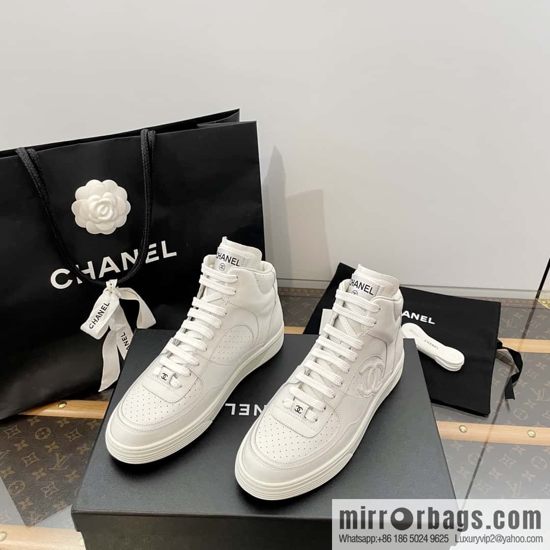 CHANEL Xiaoxiang Air Force One high-top sports white shoes/skateboard shoes