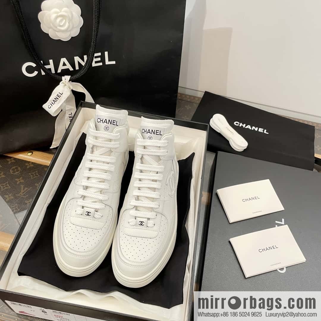 CHANEL Xiaoxiang Air Force One high-top sports white shoes/skateboard shoes