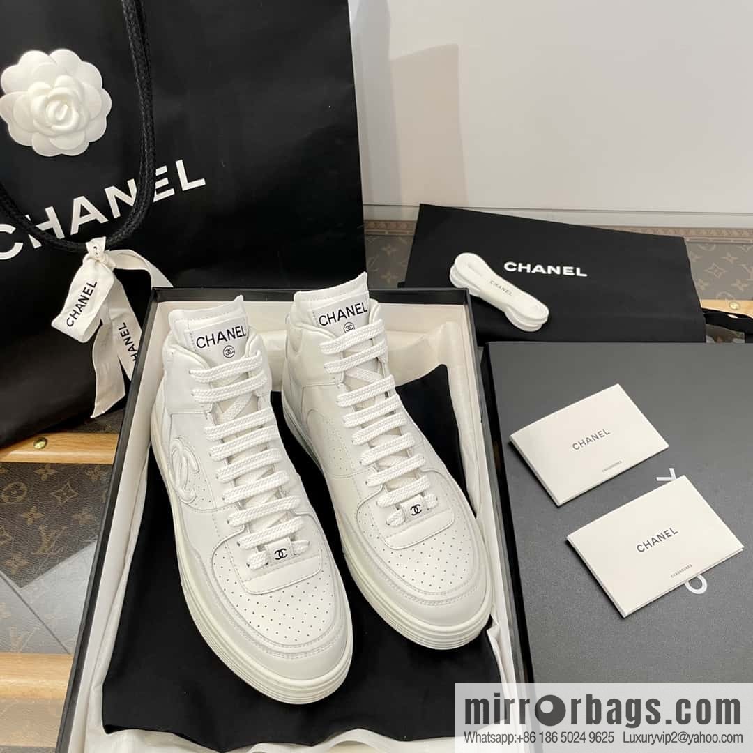 CHANEL Xiaoxiang Air Force One high-top sports white shoes/skateboard shoes