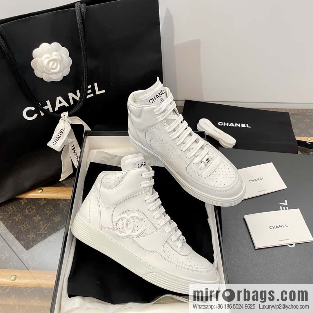 CHANEL Xiaoxiang Air Force One high-top sports white shoes/skateboard shoes