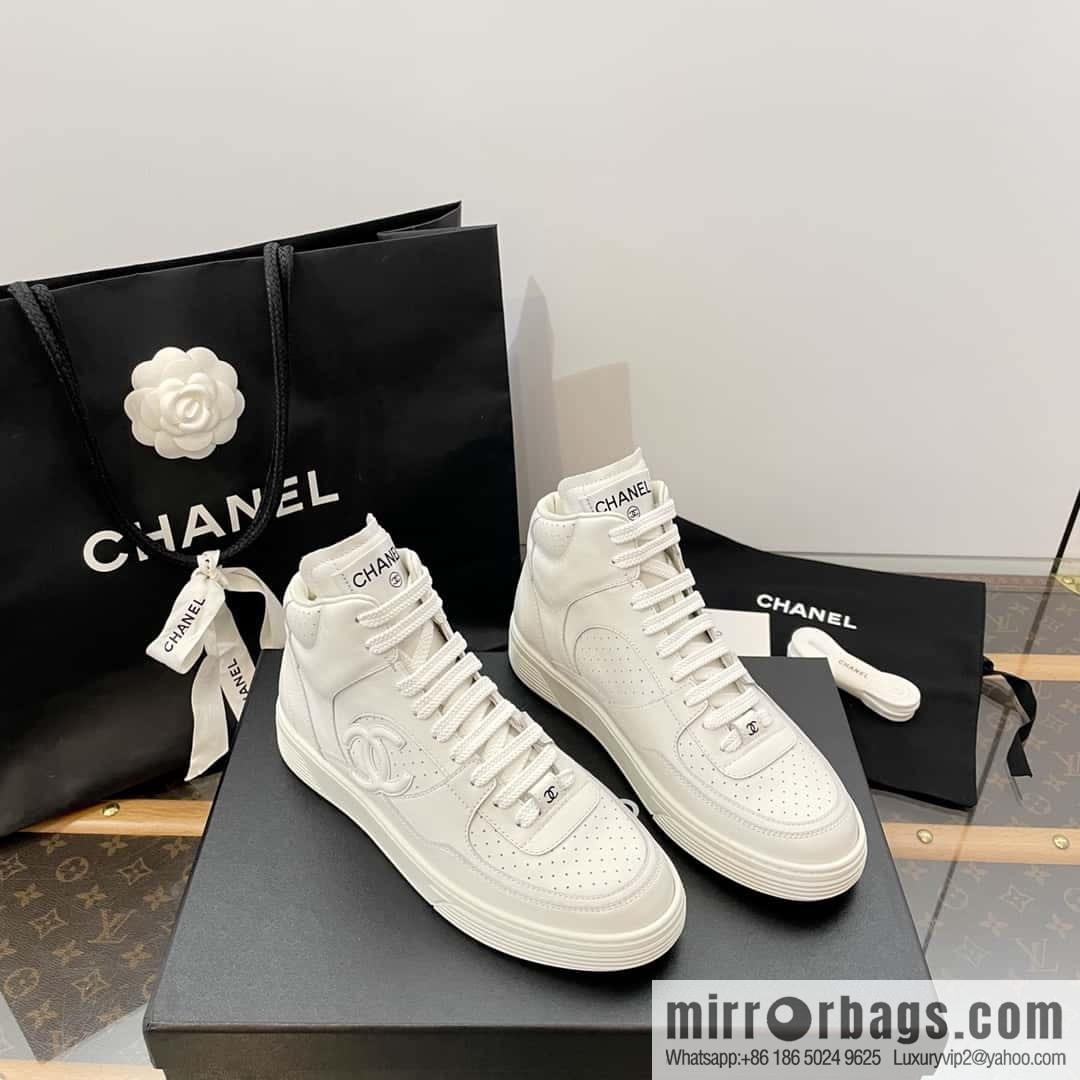 CHANEL Xiaoxiang Air Force One high-top sports white shoes/skateboard shoes