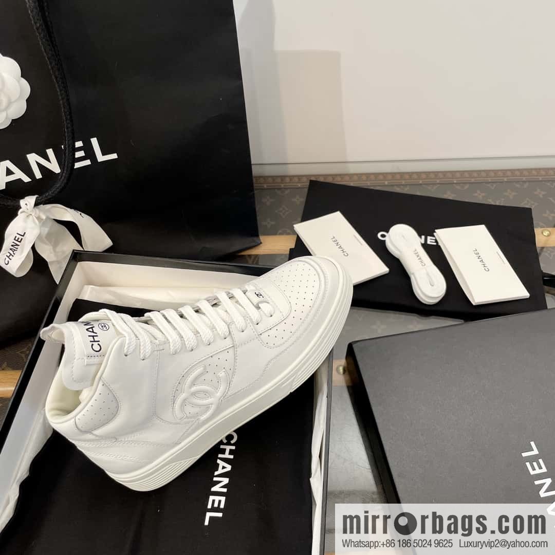 CHANEL Xiaoxiang Air Force One high-top sports white shoes/skateboard shoes