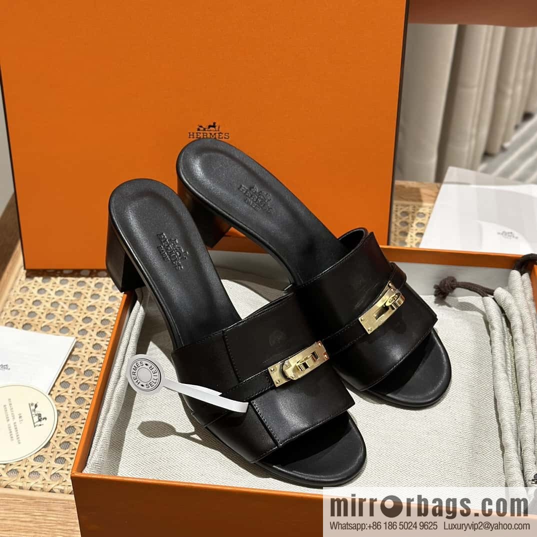 Hermès 2023 Latest Kelly Button Slippers