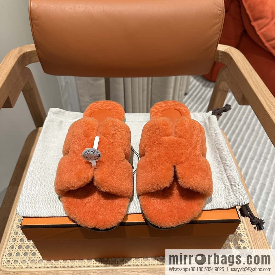 Hermès imported lamb wool lzmir series men's sandals