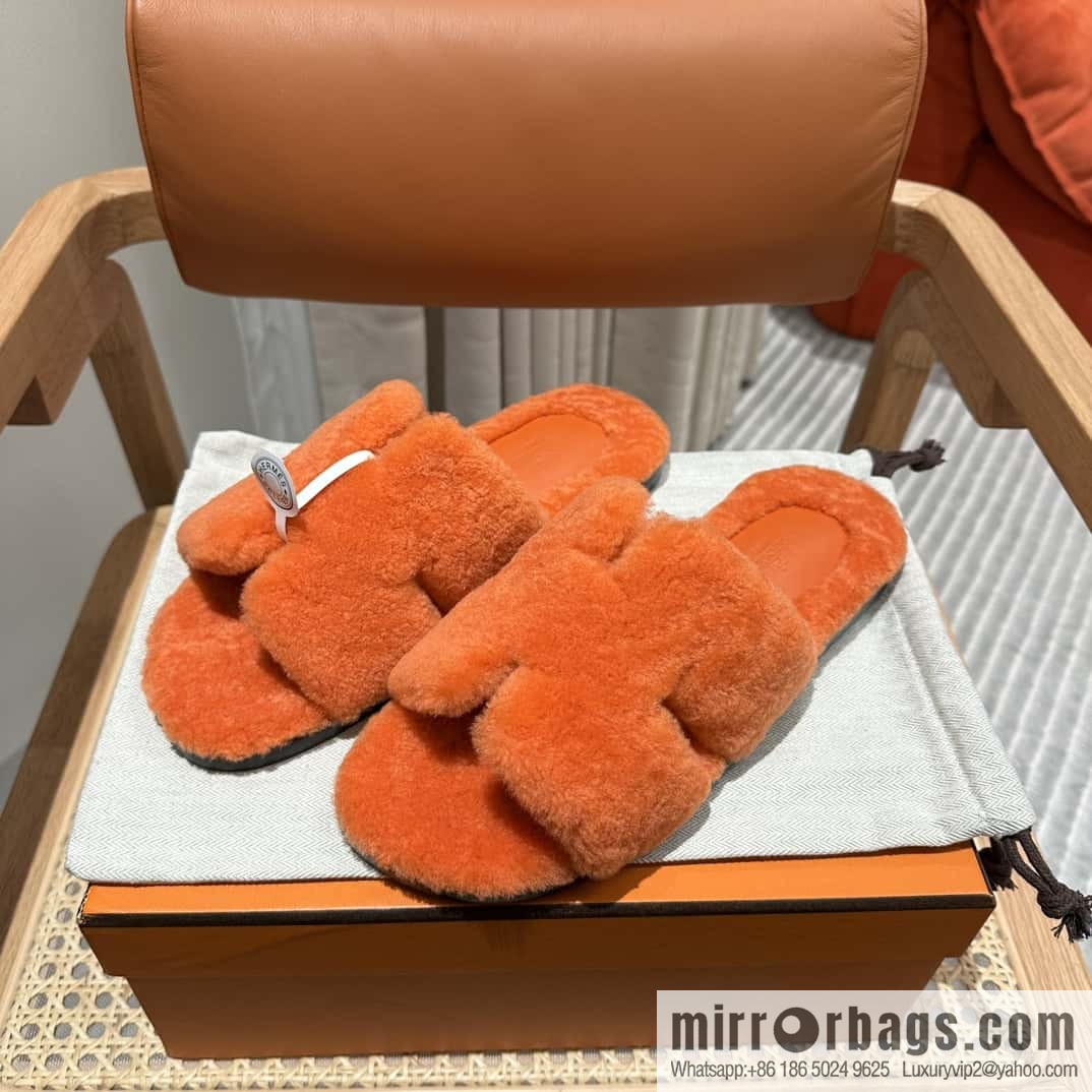 Hermès imported lamb wool lzmir series men's sandals