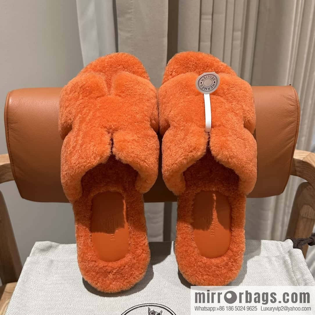 Hermès imported lamb wool lzmir series men's sandals