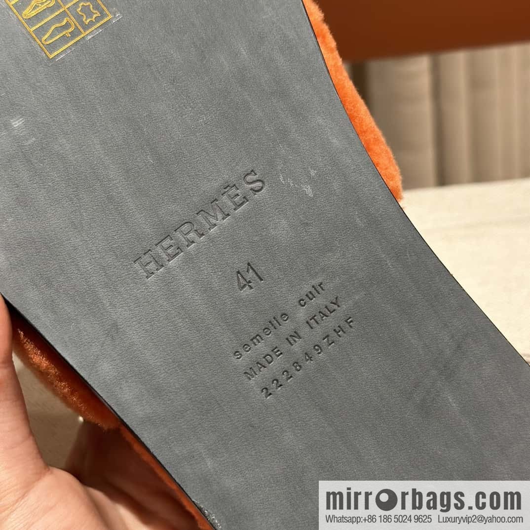 Hermès imported lamb wool lzmir series men's sandals