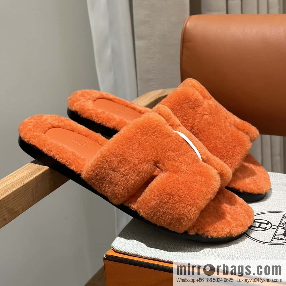 Hermès imported lamb wool lzmir series men's sandals