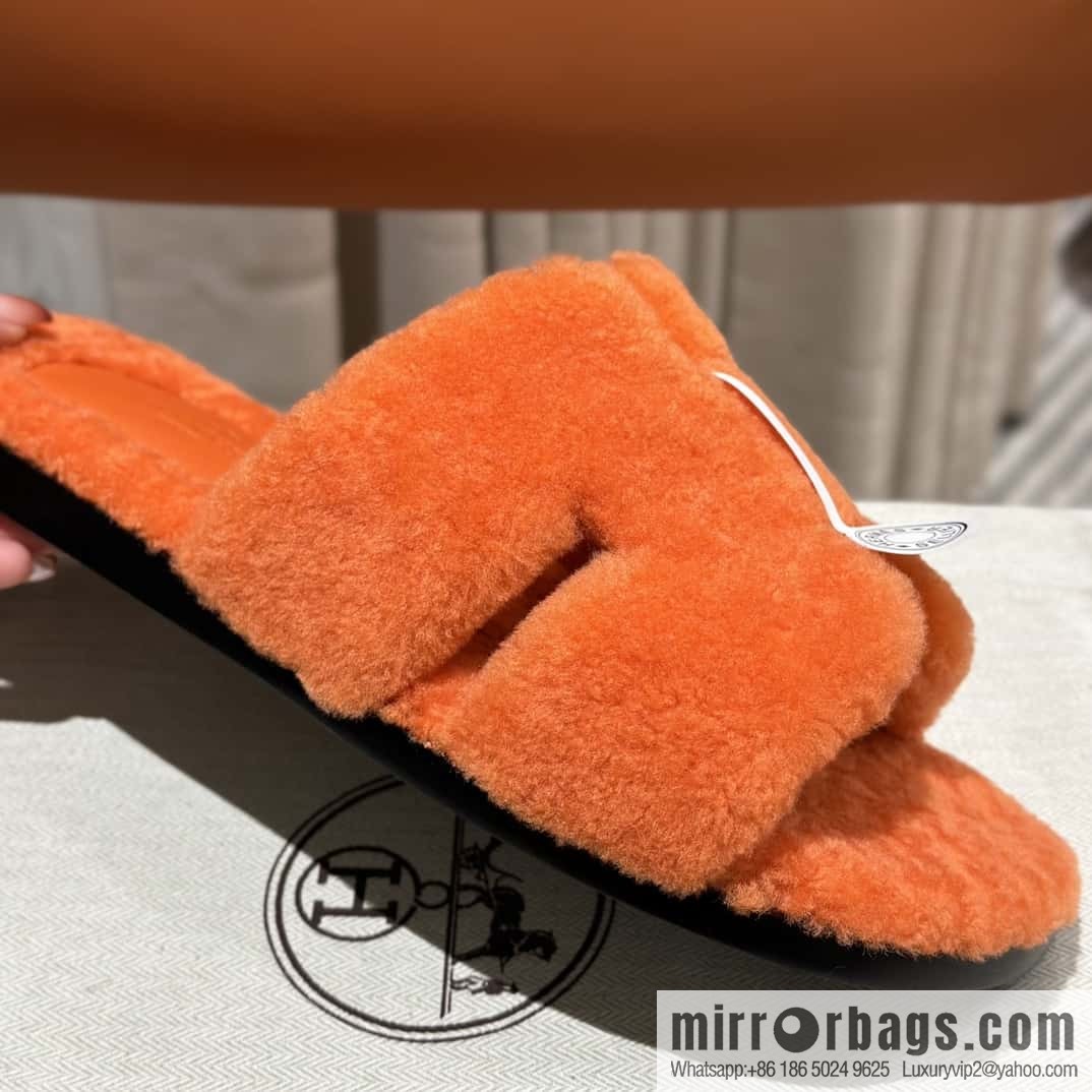 Hermès imported lamb wool lzmir series men's sandals