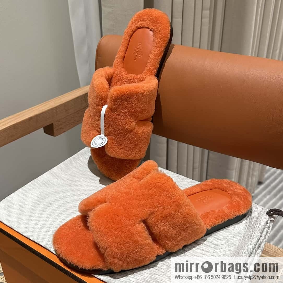 Hermès imported lamb wool lzmir series men's sandals