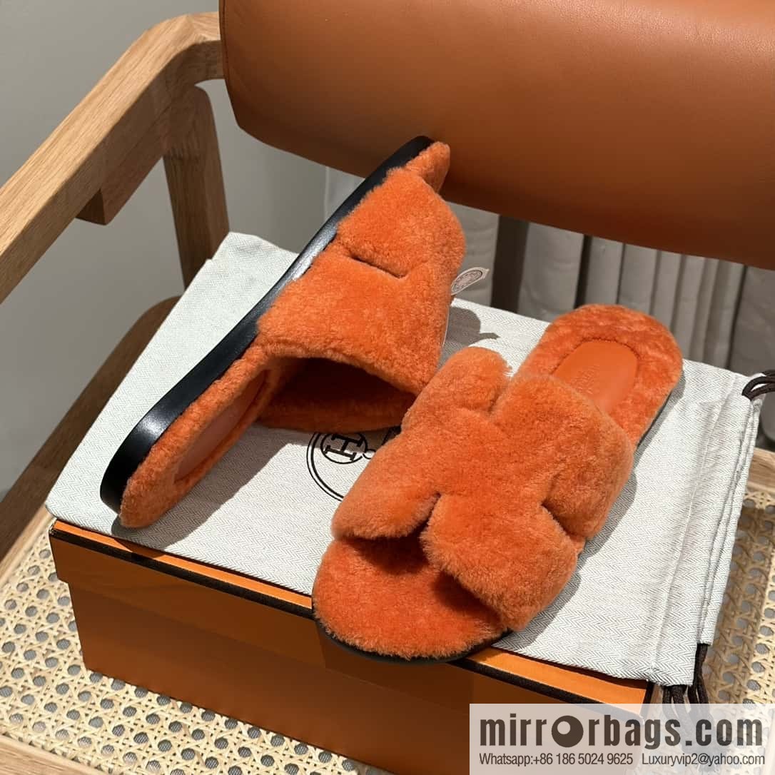 Hermès imported lamb wool lzmir series men's sandals