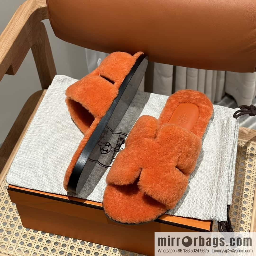 Hermès imported lamb wool lzmir series men's sandals