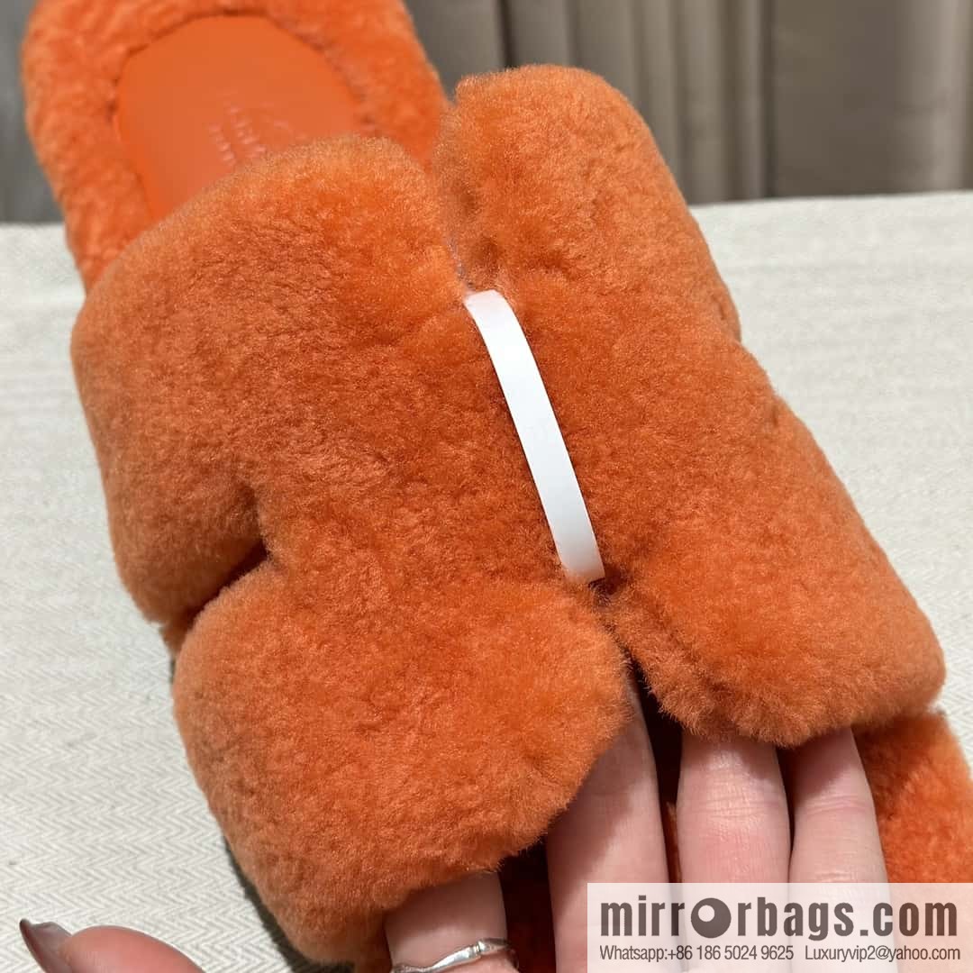 Hermès imported lamb wool lzmir series men's sandals