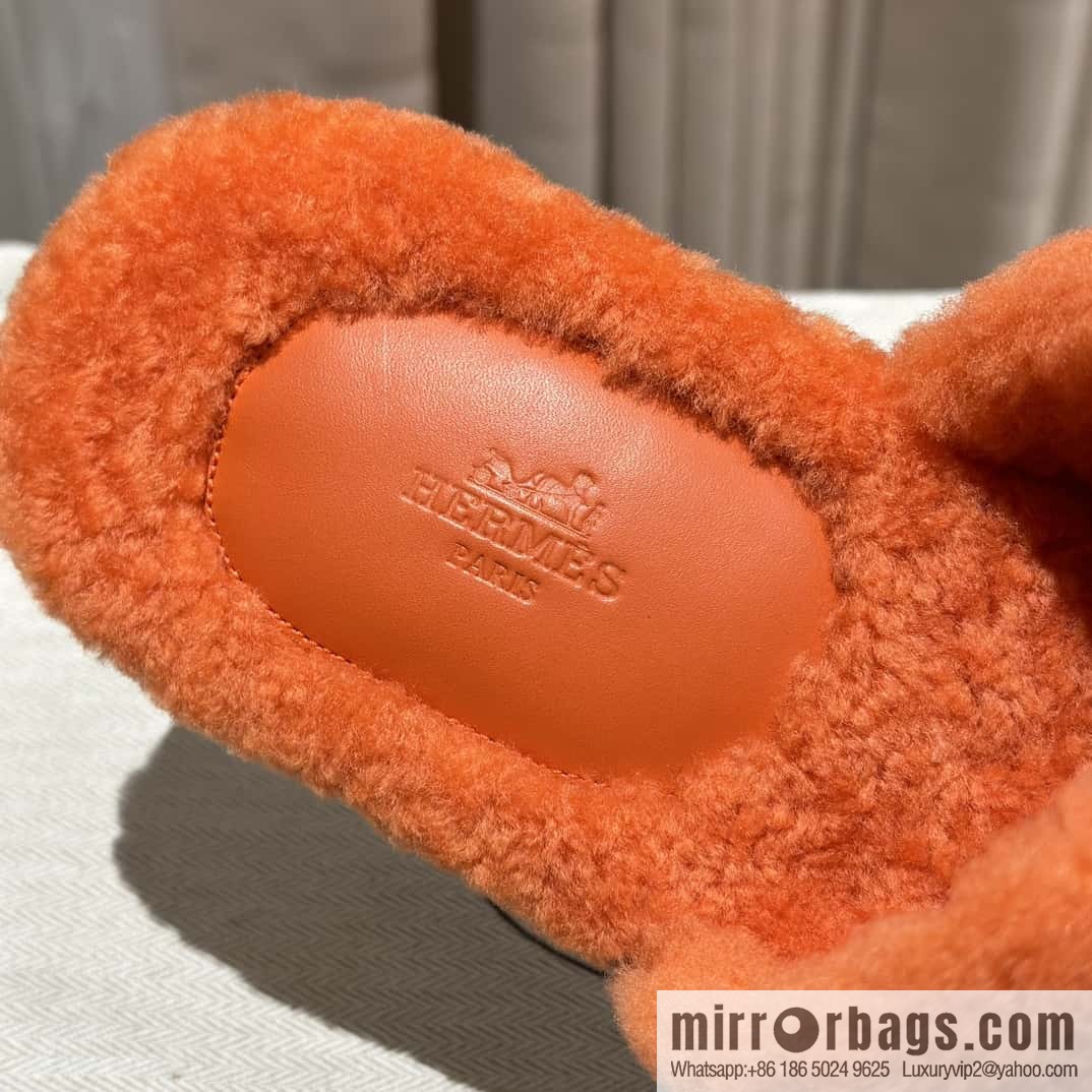 Hermès imported lamb wool lzmir series men's sandals