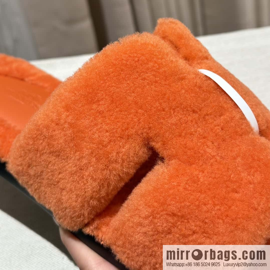 Hermès imported lamb wool lzmir series men's sandals