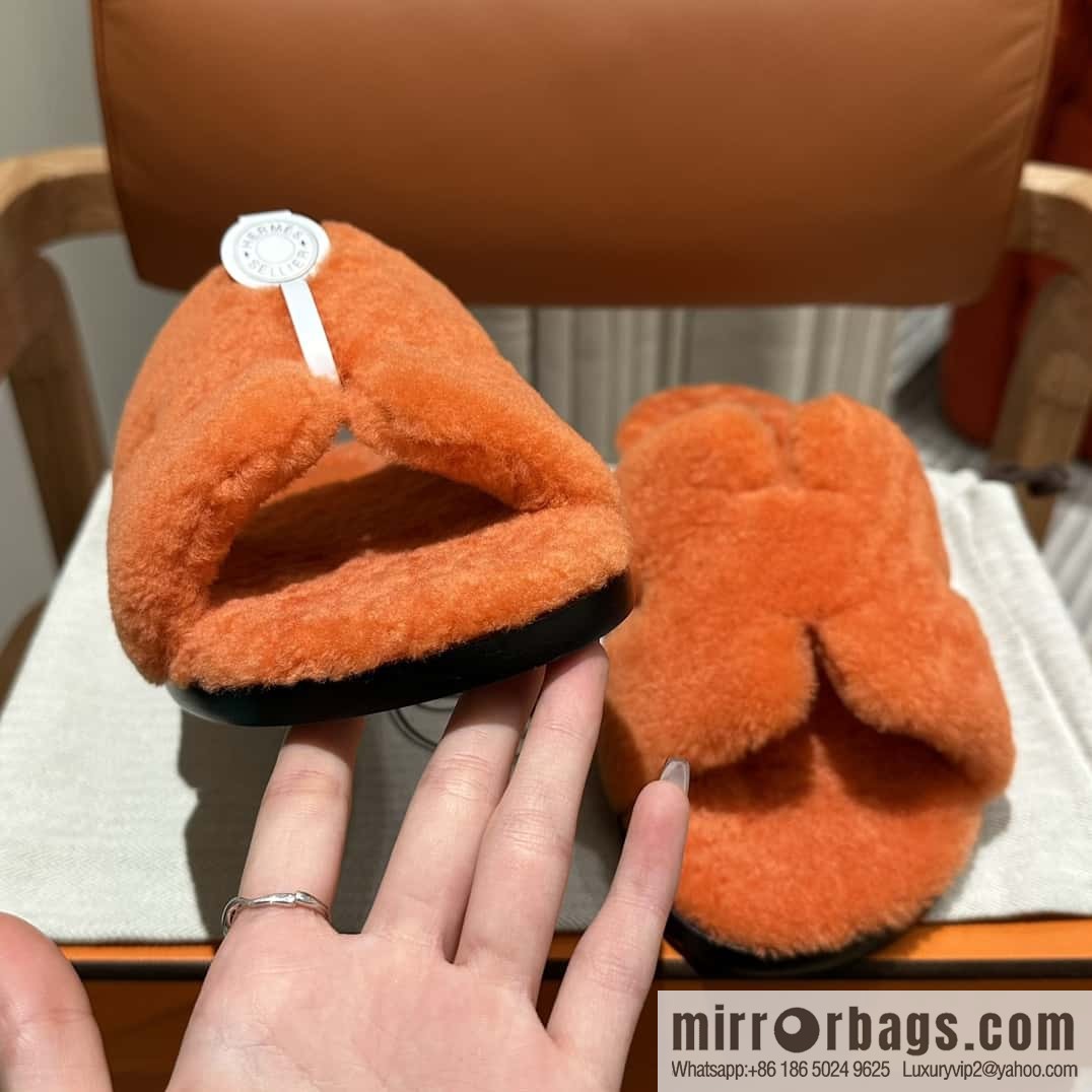 Hermès imported lamb wool lzmir series men's sandals