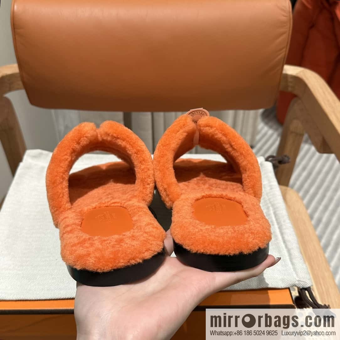Hermès imported lamb wool lzmir series men's sandals