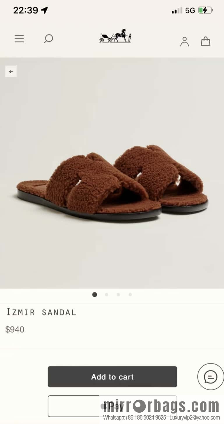 Hermès imported lamb wool lzmir series men's sandals