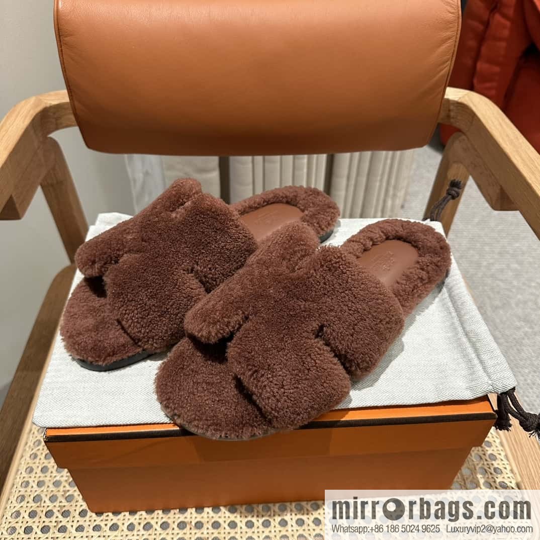 Hermès imported lamb wool lzmir series men's sandals