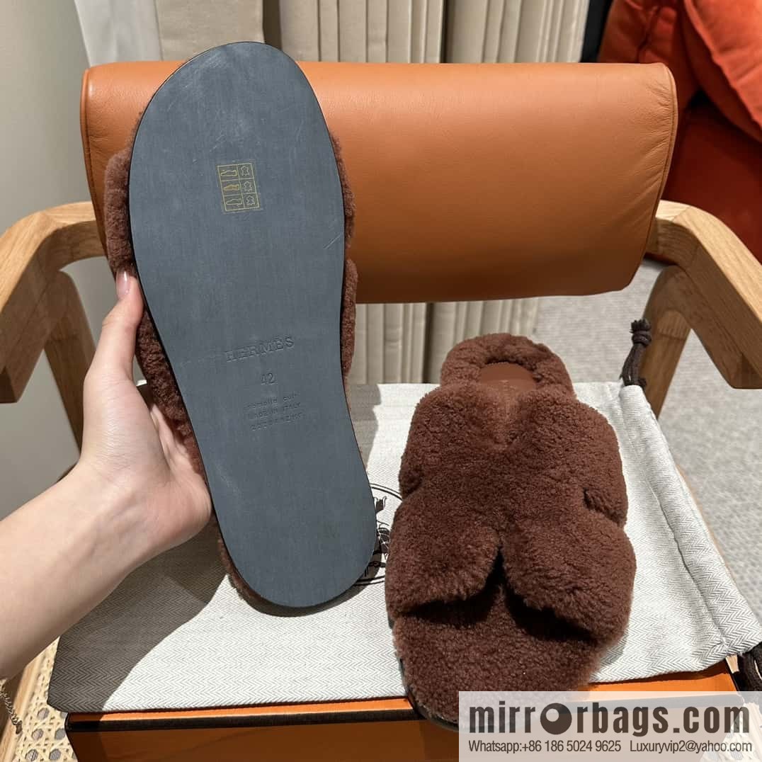 Hermès imported lamb wool lzmir series men's sandals