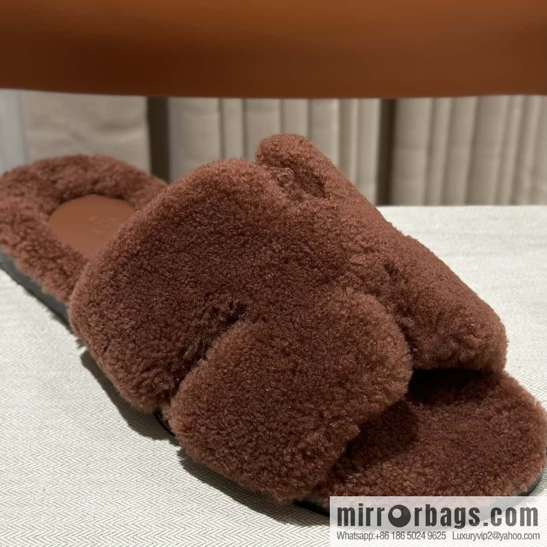 Hermès imported lamb wool lzmir series men's sandals