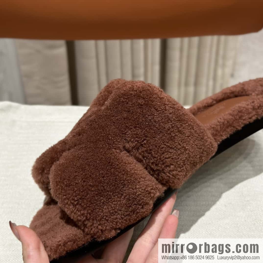 Hermès imported lamb wool lzmir series men's sandals